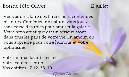 Carte bonne fête Oliver