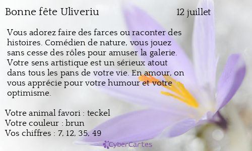 Carte bonne fête Uliveriu
