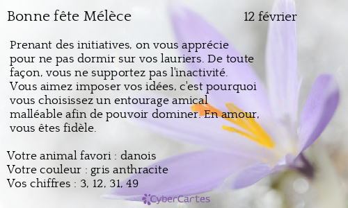 Carte bonne fête Mélèce