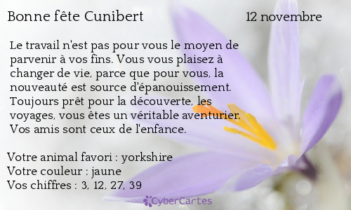 Carte bonne fête Cunibert