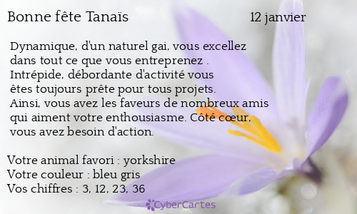 Carte bonne fête Tanaïs