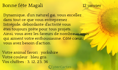 Carte bonne f&ecirc;te Magali