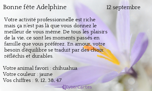 Carte bonne fête Adelphine