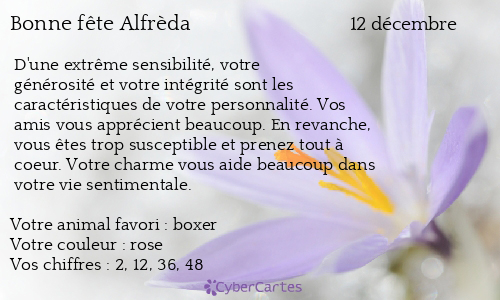 Carte bonne f&ecirc;te Alfrèda