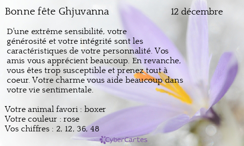 Carte bonne fête Ghjuvanna