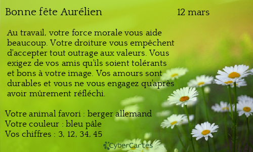 Carte bonne fête Aurélien