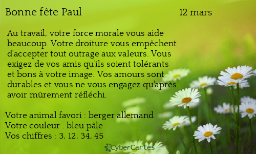 Carte bonne fête Paul