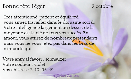 Carte bonne fête Léger
