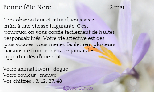 Carte bonne fête Nero