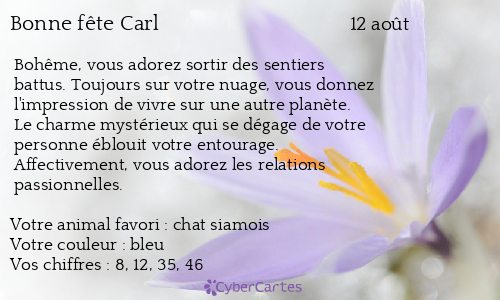 Carte bonne f&ecirc;te Carl