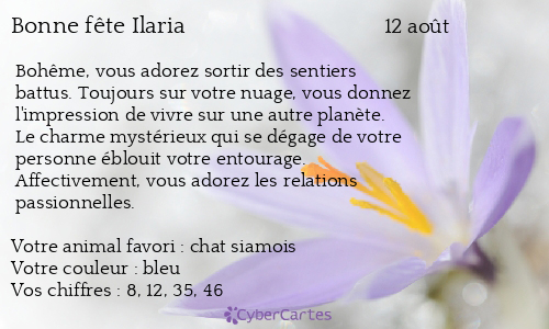 Carte bonne fête Ilaria