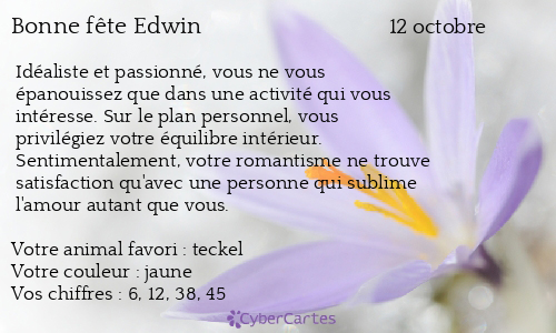 Carte bonne fête Edwin