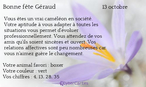 Carte bonne fête Géraud