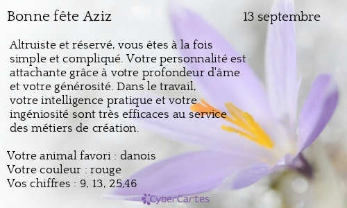 Carte bonne fête Aziz