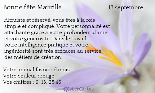 Carte bonne fête Maurille
