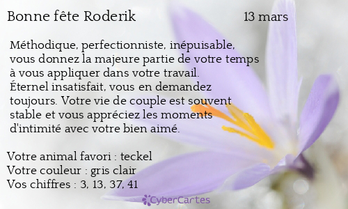 Carte bonne fête Roderik