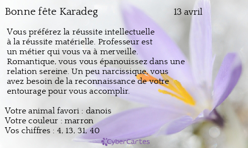 Carte bonne fête Karadeg
