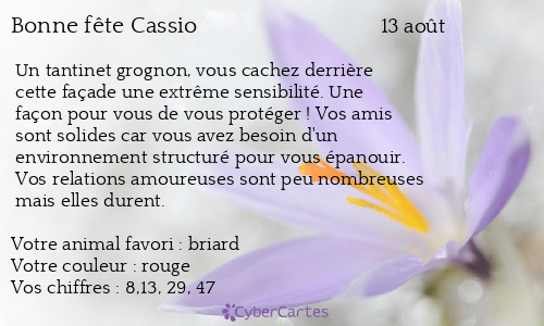 Carte bonne fête Cassio