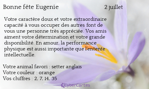 Carte bonne f&ecirc;te Eugenie