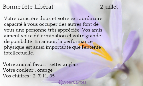 Carte bonne fête Libérat