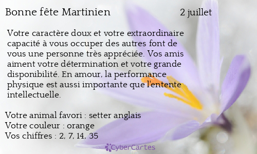 Carte bonne fête Martinien