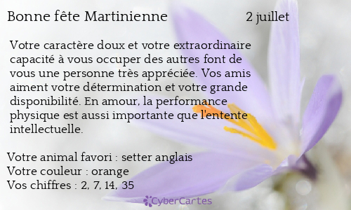 Carte bonne fête Martinienne