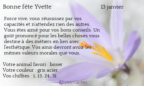 Carte bonne fête Yvette