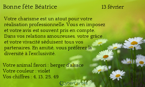 Carte bonne f te B atrice 13 f vrier