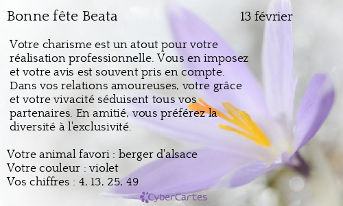 Carte bonne fête Beata