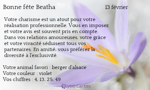 Carte bonne f&ecirc;te Beatha