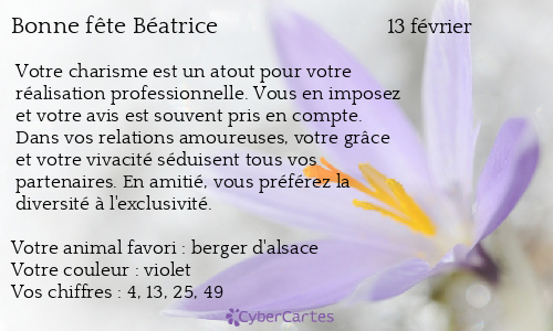 Carte bonne fête Béatrice