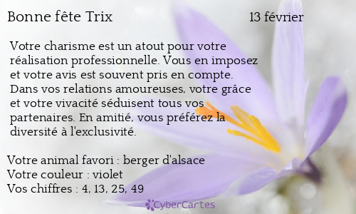 Carte bonne fête Trix