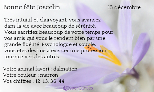Carte bonne fête Joscelin