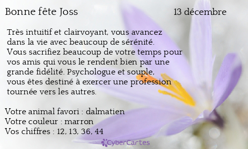 Carte bonne fête Joss