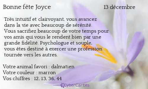 Carte bonne fête Joyce