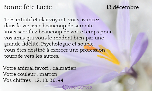 Carte bonne fête Lucie