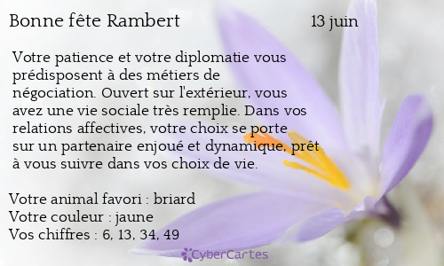 Carte bonne fête Rambert