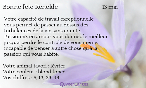 Carte bonne fête Renelde