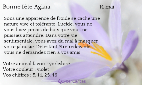 Carte bonne f&ecirc;te Aglaïa