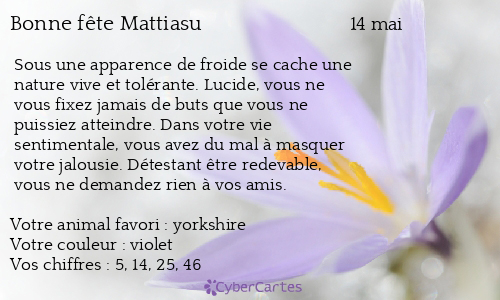 Carte bonne fête Mattiasu