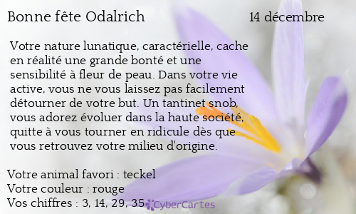 Carte bonne fête Odalrich