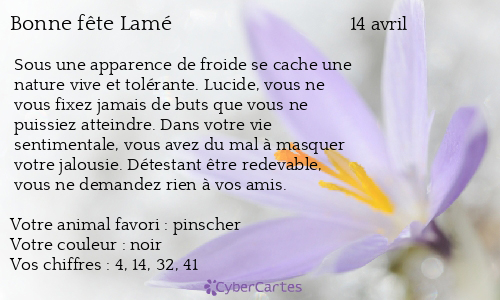 Carte bonne fête Lamé