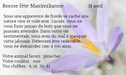 Carte bonne fête Maximilianne