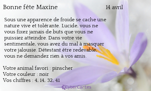 Carte bonne fête Maxine