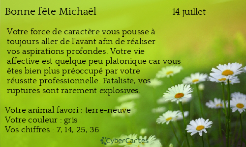 Carte bonne fête Michaël