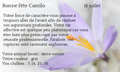 Carte bonne fête Camilo