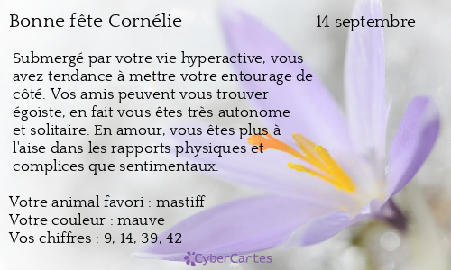 Carte bonne fête Cornélie