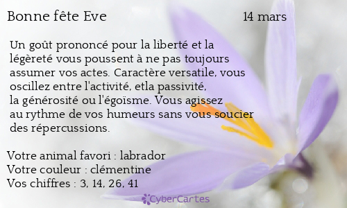 Carte bonne fête Eve