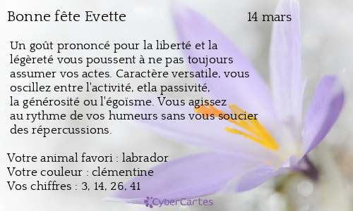 Carte bonne fête Evette