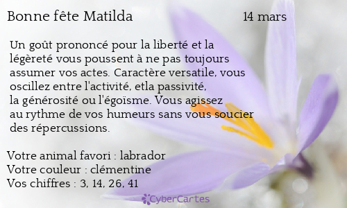 Carte bonne fête Matilda
